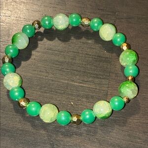 Green and Gold Beaded Bracelet